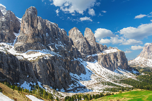 Dolomiti di Brenta during the winter season with nice panorama of mountains.