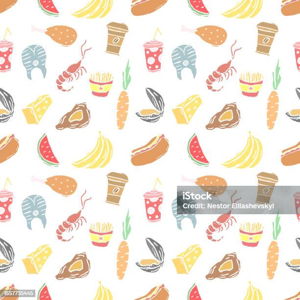 Food One Pattern Seamless Food Pattern Doodle Food Background Stock Illustration ...