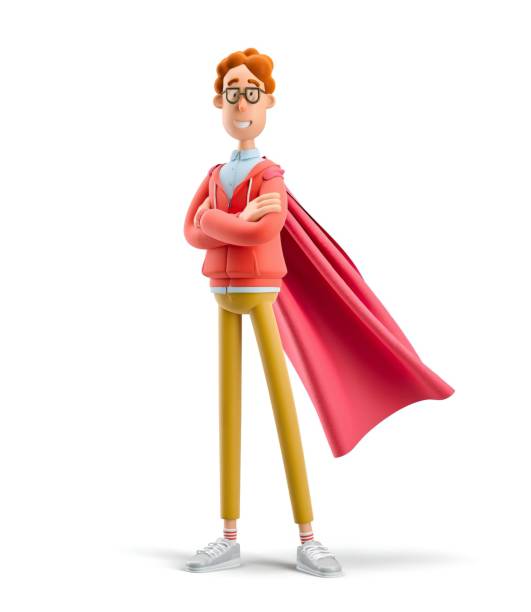 istock Leadership concept. Nerd Larry is a superhero. 3d illustration. 1557740622