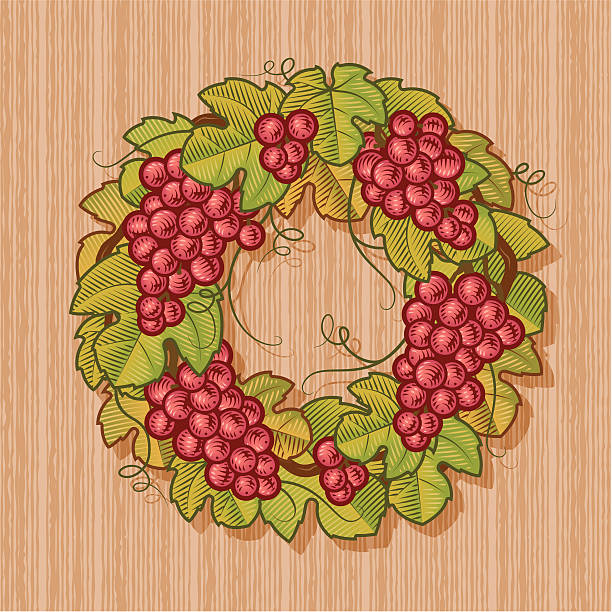 illustrations, cliparts, dessins animés et icônes de raisins couronne rétro - grape bunch fruit stem