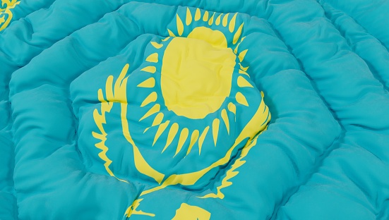 Kazakhstan Flag High Details Wavy Background