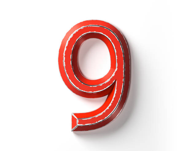 istock Digits made of red painted metal with scratched borders 1557768936