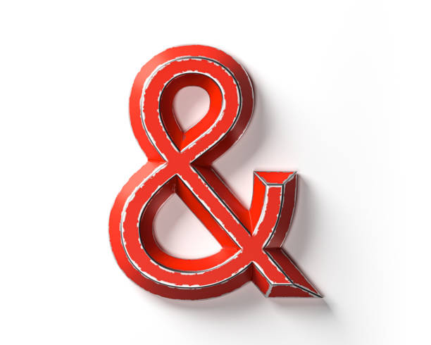 Symbols made of red painted metal with scratched borders