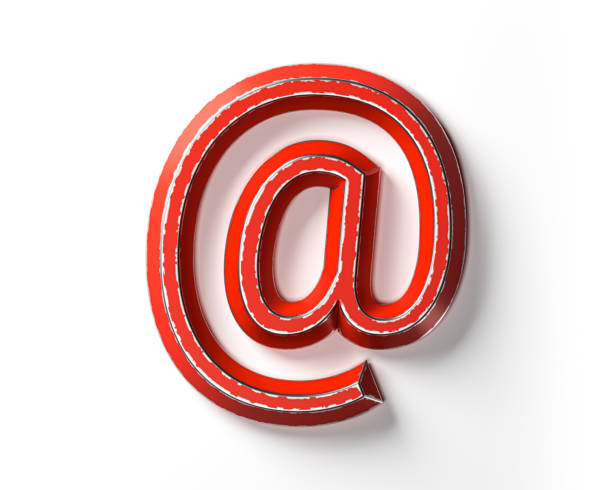 Symbols made of red painted metal with scratched borders. 3d illustration of red iron figures isolated on white background
