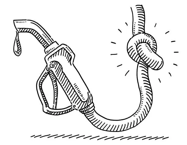 Vector illustration of Gas Pump Nozzle Knot Drawing