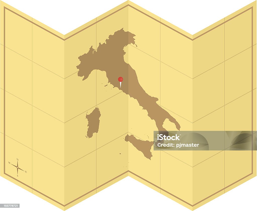 Vecchia mappa Italia - arte vettoriale royalty-free di Antico - Vecchio stile