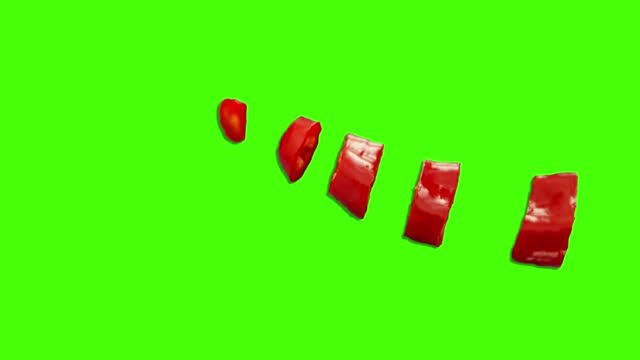 red pepper slicing up stop motion
