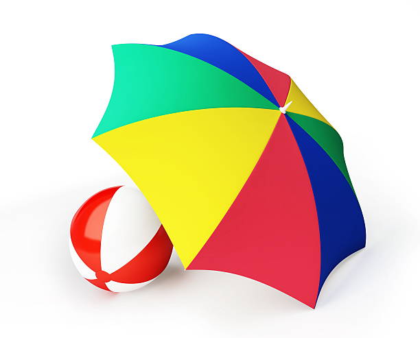 beach ball umbrella stock photo