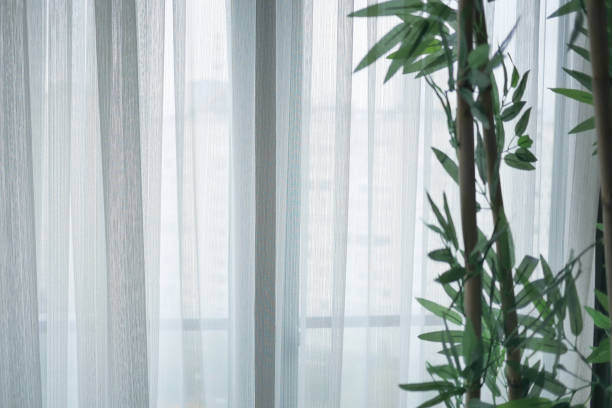 istock close up of clean fabric curtain. 1557851702