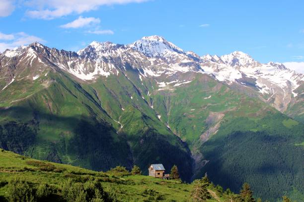 istock A cottage with a Ushba mountain view, Caucasus 1557862496