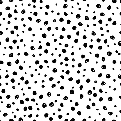 Hand Drawn Black Spots Texture Vector Seamless Pattern Stock