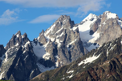 Ushba is one of the most notable peaks of the Caucasus Mountains. It is located in the Svaneti region of Georgia.
