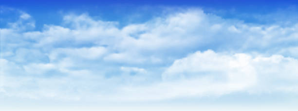 istock Blue sky and white soft clouds floated in the sky on a clear day. Beautiful air and sunlight with cloud scape colorful. Sunset sky for background. 1557887059