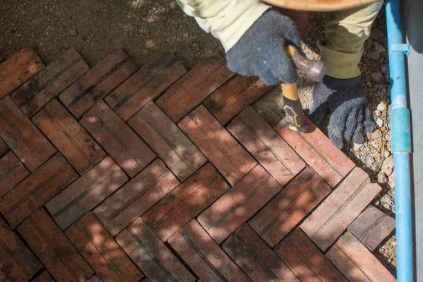 istock worker laying red brick  pathway around the house 1557896116