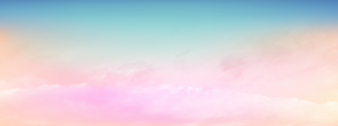 Pink sky and white soft clouds floated in the sky on a clear day. Beautiful air and sunlight with cloud scape colorful. Sunset sky for background. Blue to pink sky vector illustration.