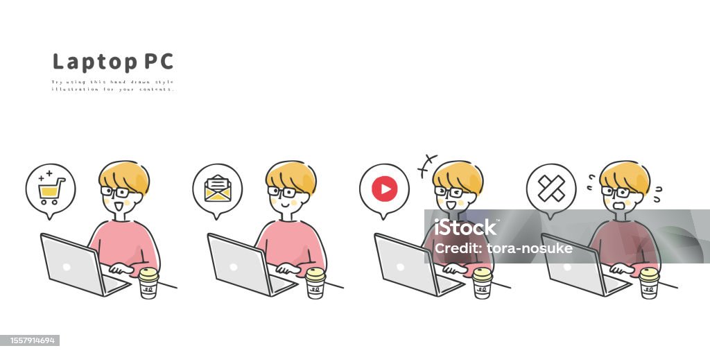 Computer And Man Vector Collection Stock Illustration - Download Image ...