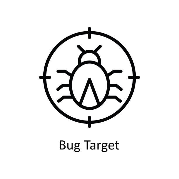 bug target vector kontur ilustracja projektu ikony. symbol cyberbezpieczeństwa na białym tle plik eps 10 - target computer bug computer network security stock illustrations