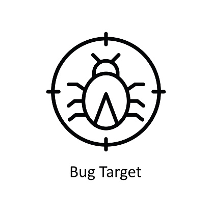 Bug Target Vector  outline Icon Design illustration. Cyber security  Symbol on White background EPS 10 File