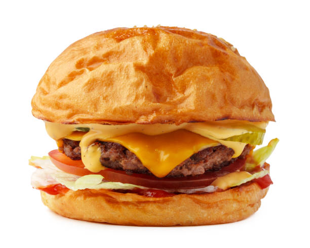 istock Tasty fresh burger isolated on white background 1557946341