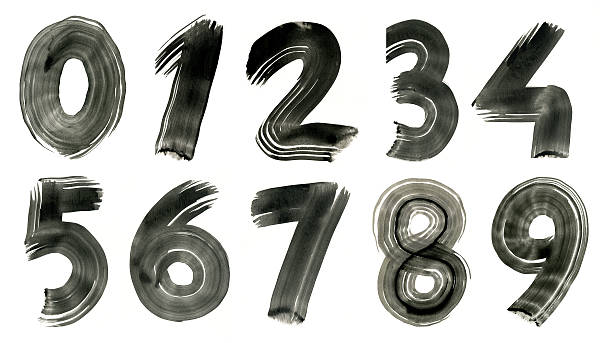 Ink digits Hand drawn digits with ink over paper one two three four five six seven eight and nine stock illustrations