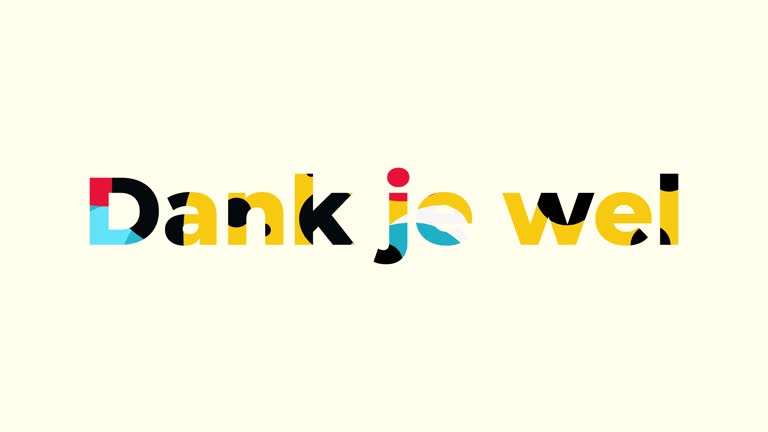 thank you word in different languages with abstract colorful text animation