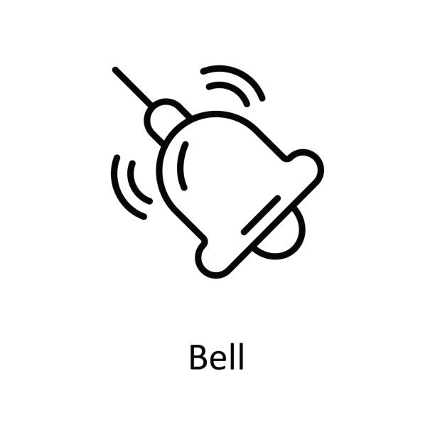 ilustrações, clipart, desenhos animados e ícones de ilustração do bell vector outline icon design. símbolo de educação no fundo branco eps 10 arquivo - service bell bell white background nobody
