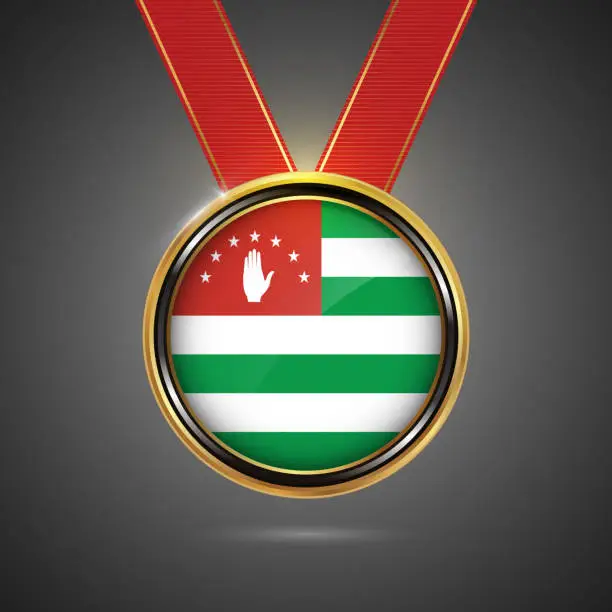Vector illustration of Abkhazia flag on medal vector background for Independence Day