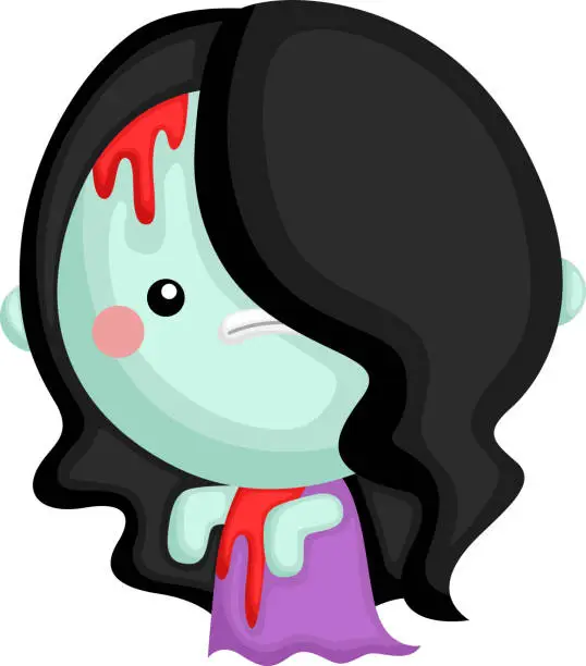 Vector illustration of a vector of a cute ghost lady