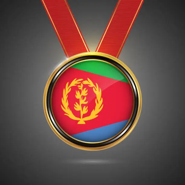 Vector illustration of Eritrea flag on medal vector background for Independence Day