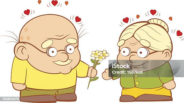 Old Couple In Love Stock Illustration - Download Image Now - 70-79 Years, Adult, Affectionate