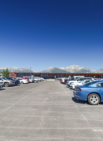 Hire cars with their number plates visible at Jackson Hole Airport at Grand Teton National Park in Teton County, Wyoming