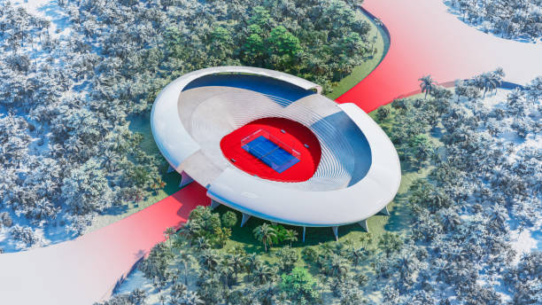 istock High angle view of a large padel stadium surrounded by trees 1558042048