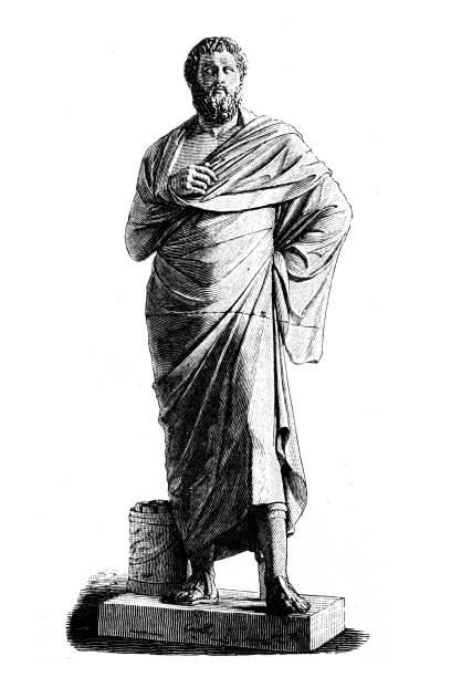 소포클레스의 고대 대리석 동상, 로마 - sophocles stock illustrations