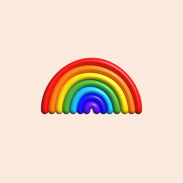 Colorful rainbow 3d illustration. Wallpaper for a smartphone with an inflatable rainbow. Plasticine or clay abstract background or design element. Funny children toy
