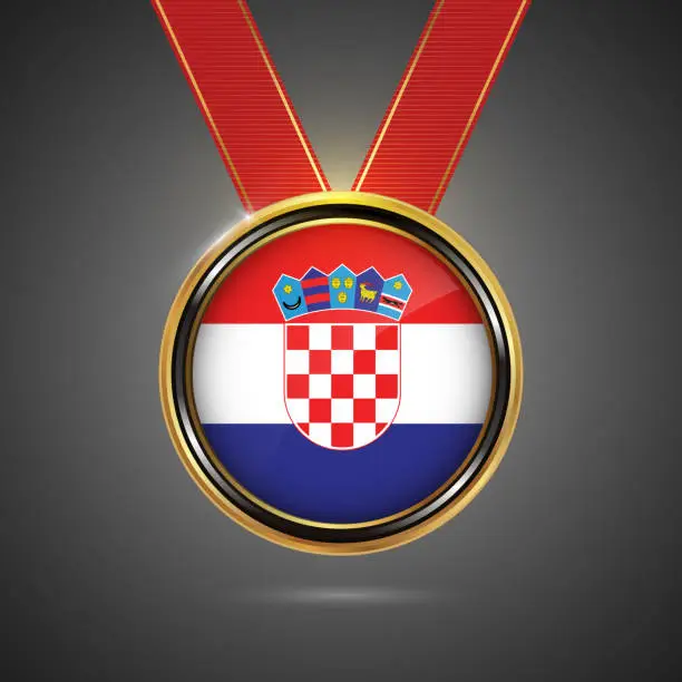 Vector illustration of Croatia flag on medal vector background for Independence Day