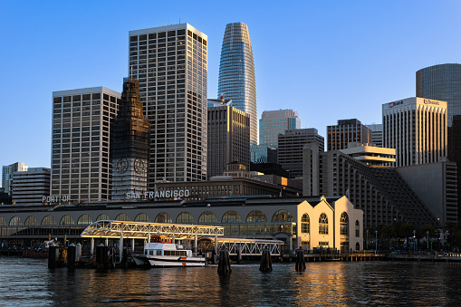 San Francisco, California, USA, April 27, 2023: San Francisco panoramic view from Pier 1
