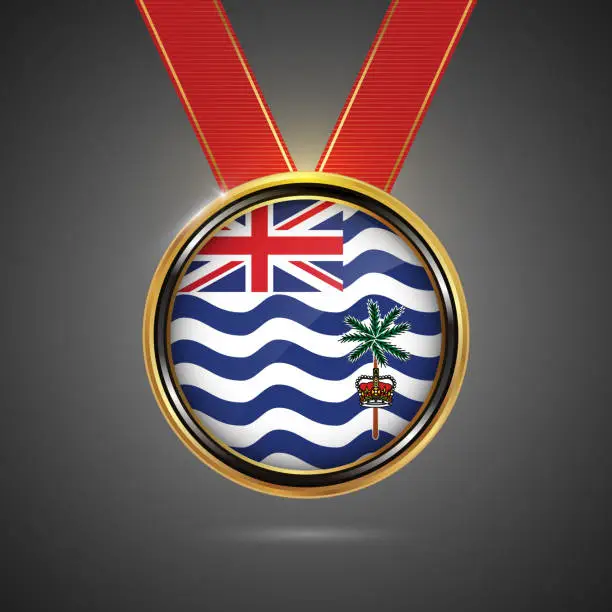 Vector illustration of British Indian Ocean Territory flag on medal vector background for Independence Day