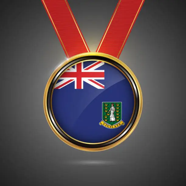 Vector illustration of British Virgin Islands flag on medal vector background for Independence Day