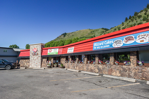 Fast food restaurant named Dairy Queen Grill & Chill on North Cache Street at Jackson (Jackson Hole) in Teton County, Wyoming