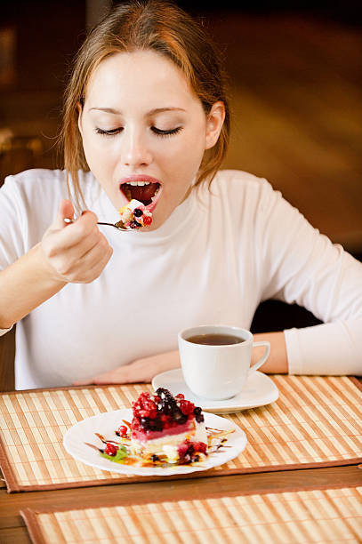 istock Charming girl and pie slice. 155817591