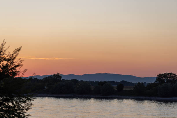 a beautiful sunset on the river