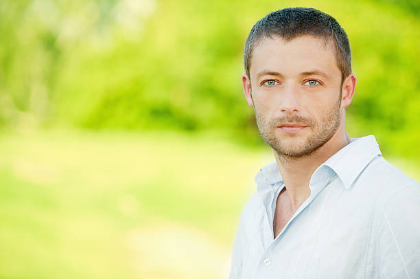 istock Portrait of man in light shirt 155820573
