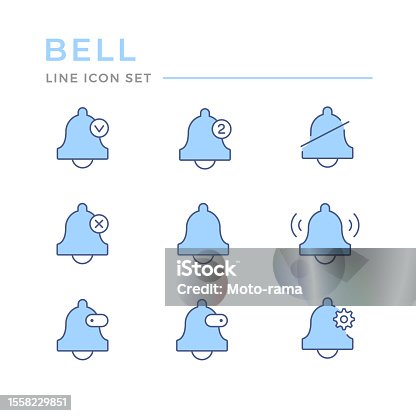 istock Set color line icons of bell, alarm concept 1558229851