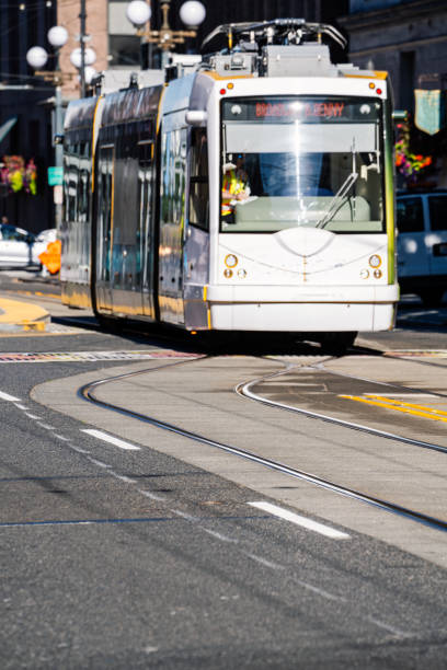 istock Trolley Traveling Along Tracks 1558233360