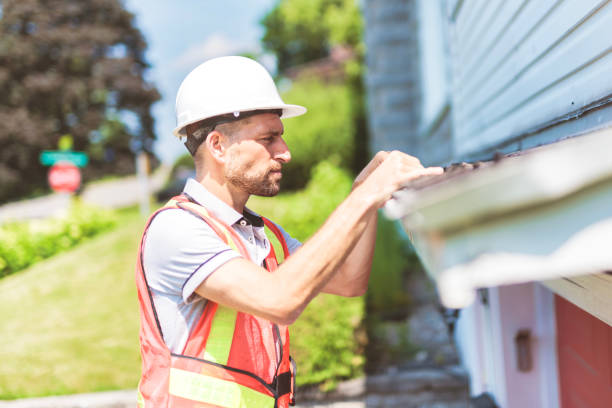 istock Man with a white hard hat holding a clipboard, inspect house 1558241993