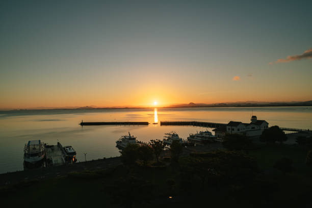 istock Sunrise over Lake Biwa seen from the hotel 1558242566