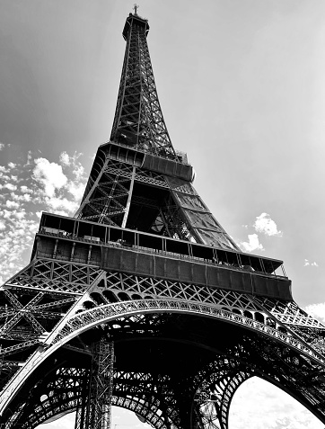 A different angle of the famous Eiffel Tower in Paris, France