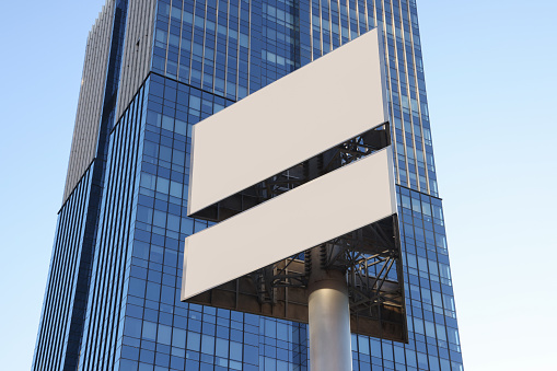 Blank billboard mockup with skyscraper