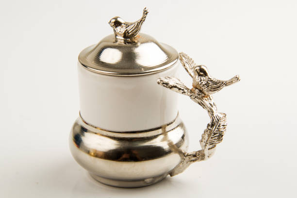 istock Golden and silver colored Traditional Turkish coffee  cups 1558286921