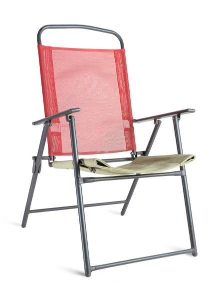 istock Folding camp chair isolated on white background. Unfolded front view 1558286928